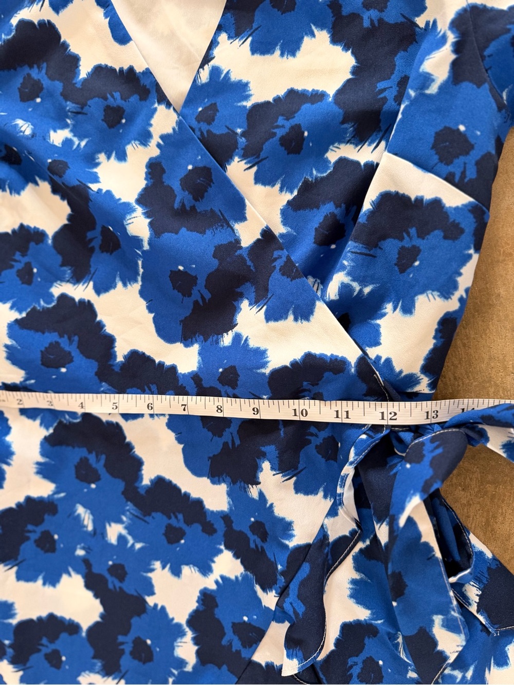 Banana Republic Blue Floral Faux Wrap Ruffle Dress Size 2 - Picture 7 of 9